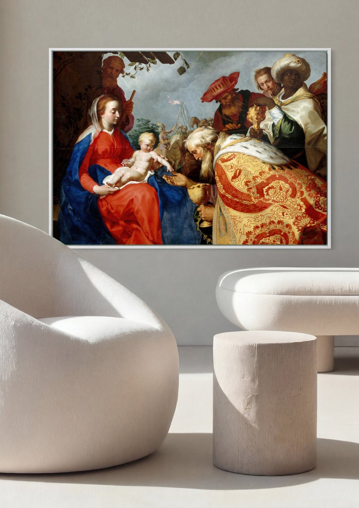 Quadro Decorativo A Adoração dos Magos - Abraham Bloemaert | quadro emoldurado na parede