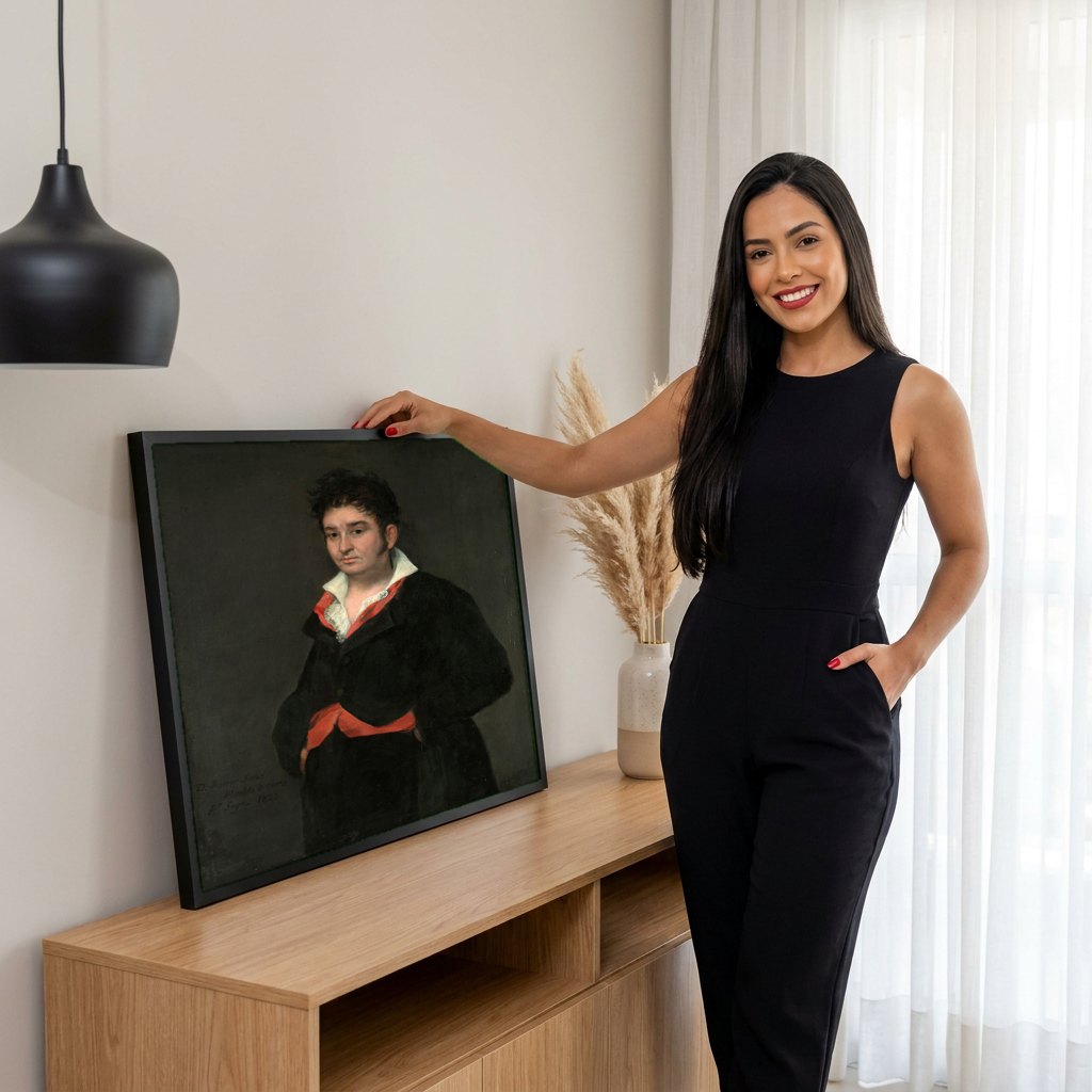 Quadro Decorativo D. Ramón Satue - Goya | modelo apresentando o quadro emoldurado