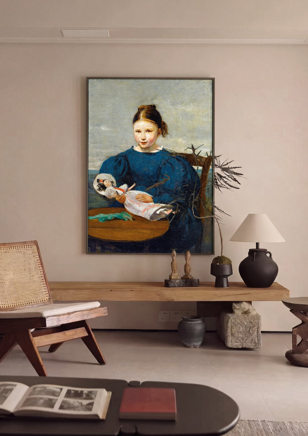 Quadro Decorativo A Menina e sua Boneca - Corot | quadro emoldurado na parede