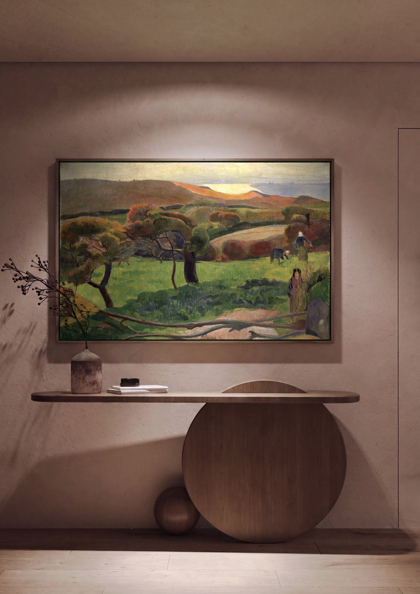 Quadro Decorativo Paisagem na Bretanha - Gauguin em ambiente decorado
