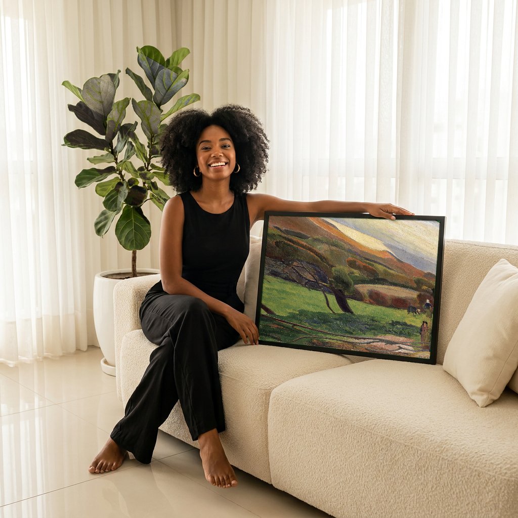 Quadro Decorativo Paisagem na Bretanha - Gauguin com modelo em ambiente