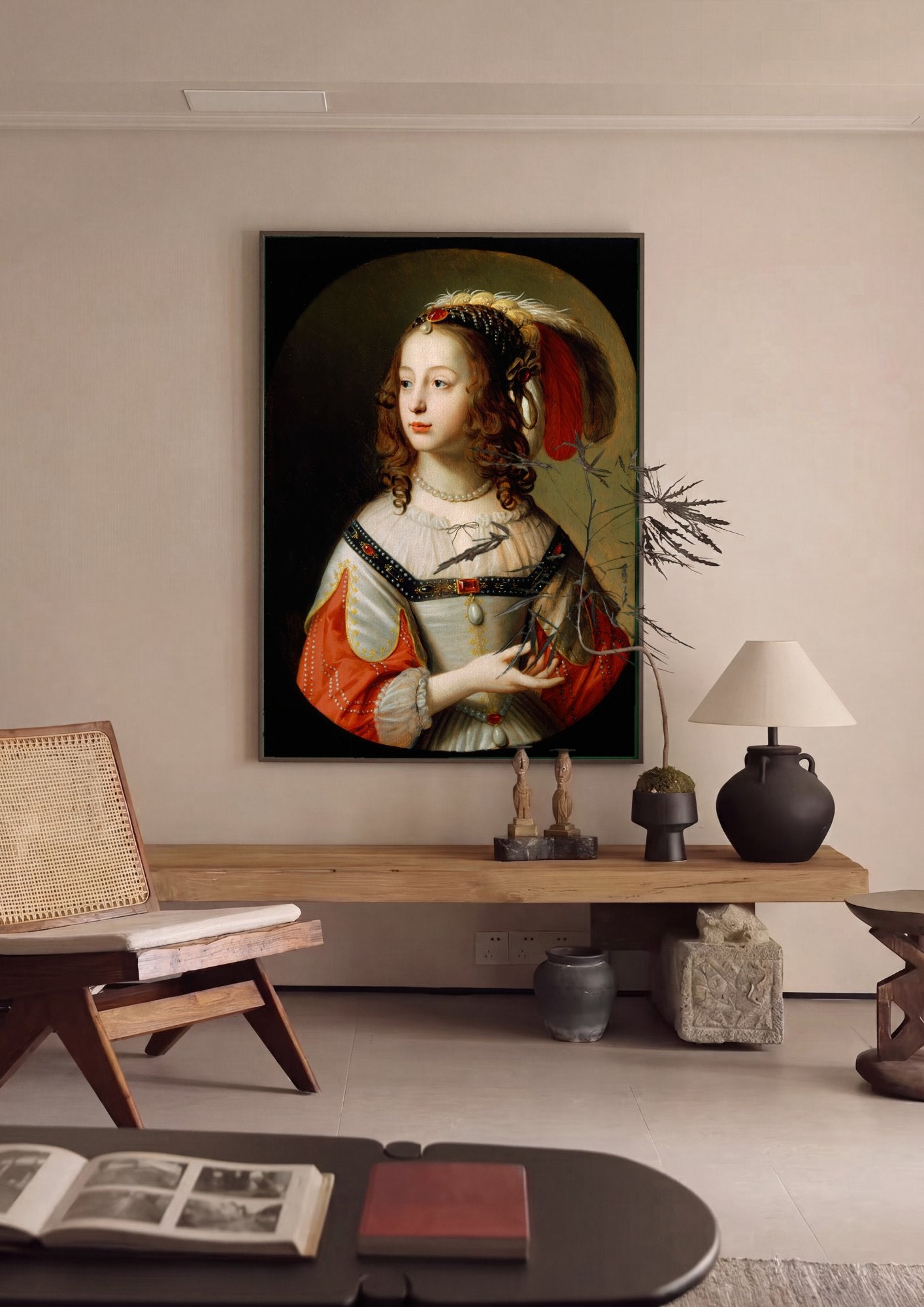 Quadro Decorativo Retrato de Princesa - G. van Honthorst em ambiente decorado