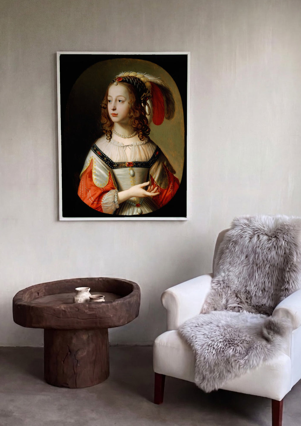 Quadro Decorativo Retrato de Princesa - G. van Honthorst em ambiente decorado