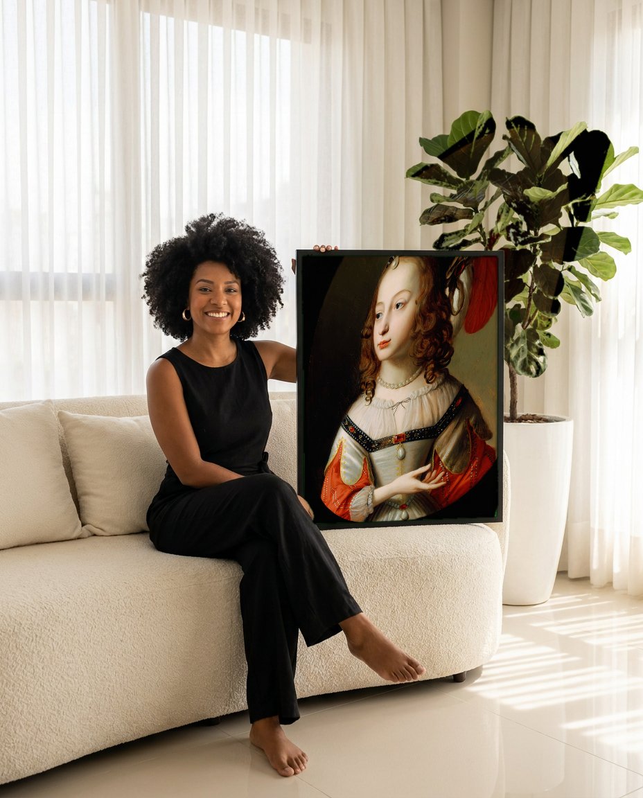Quadro Decorativo Retrato de Princesa - G. van Honthorst com modelo em ambiente