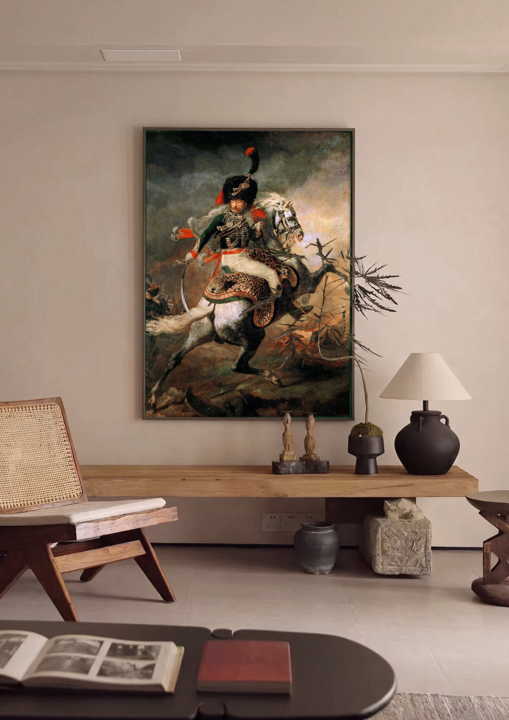 Quadro Decorativo Oficial de Cavalaria - Géricault em ambiente decorado