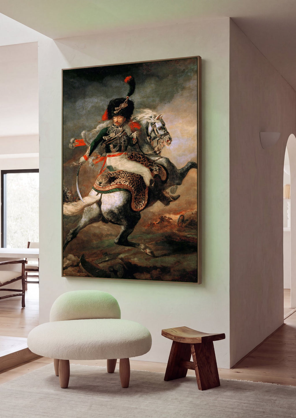 Quadro Decorativo Oficial de Cavalaria - Géricault em ambiente decorado