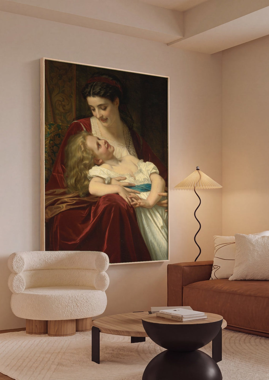 Quadro Decorativo Maternidade Afetuosa - Hugues Merle em ambiente decorado