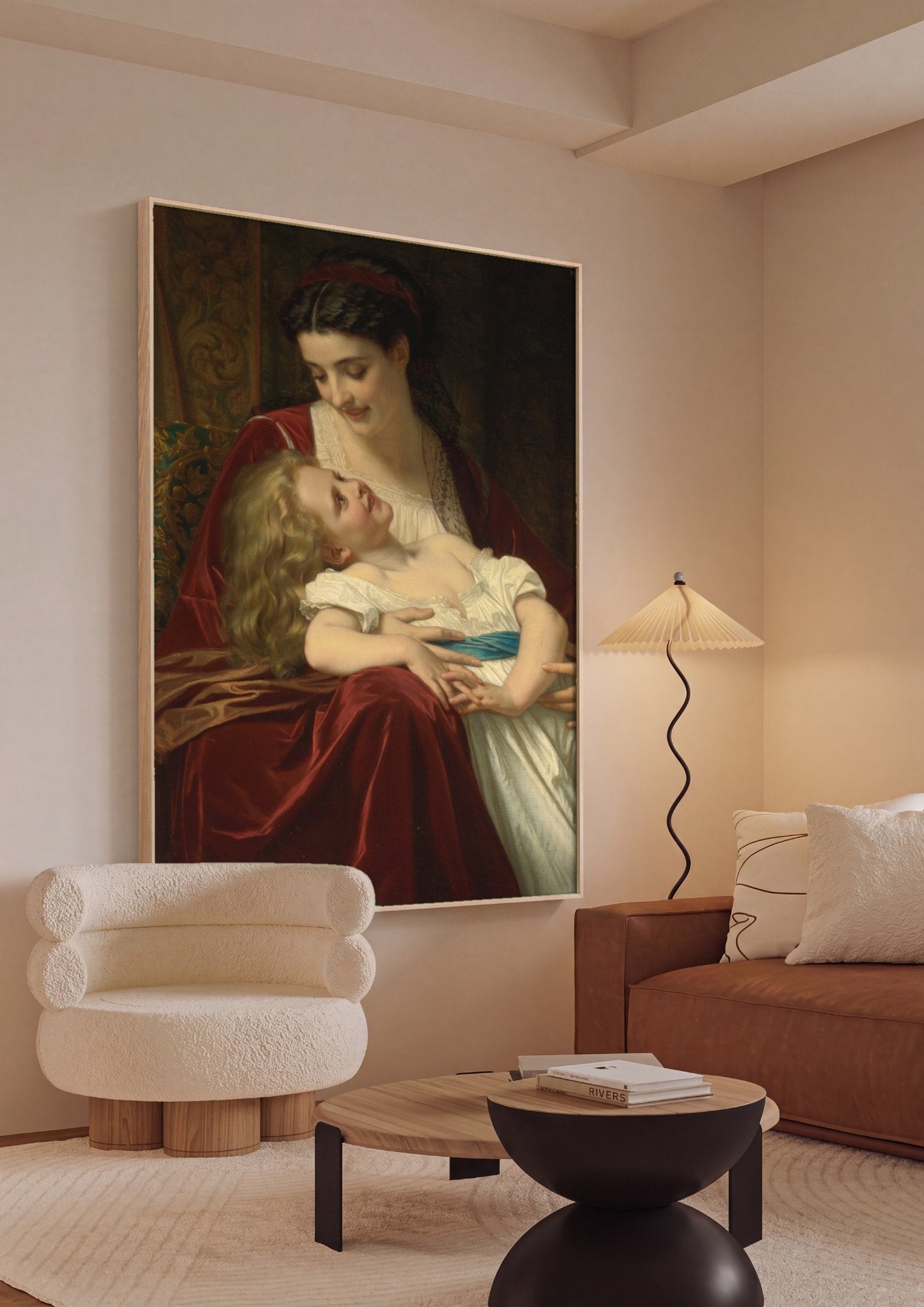 Quadro Decorativo Maternidade Afetuosa - Hugues Merle em ambiente decorado