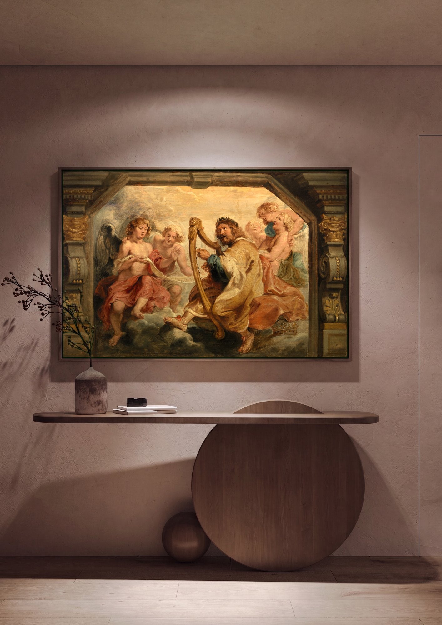 Quadro Decorativo O Rei Davi Tocando a Harpa - Rubens em ambiente decorado