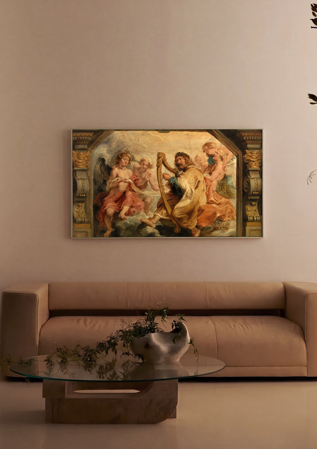 Quadro Decorativo O Rei Davi Tocando a Harpa - Rubens em ambiente decorado