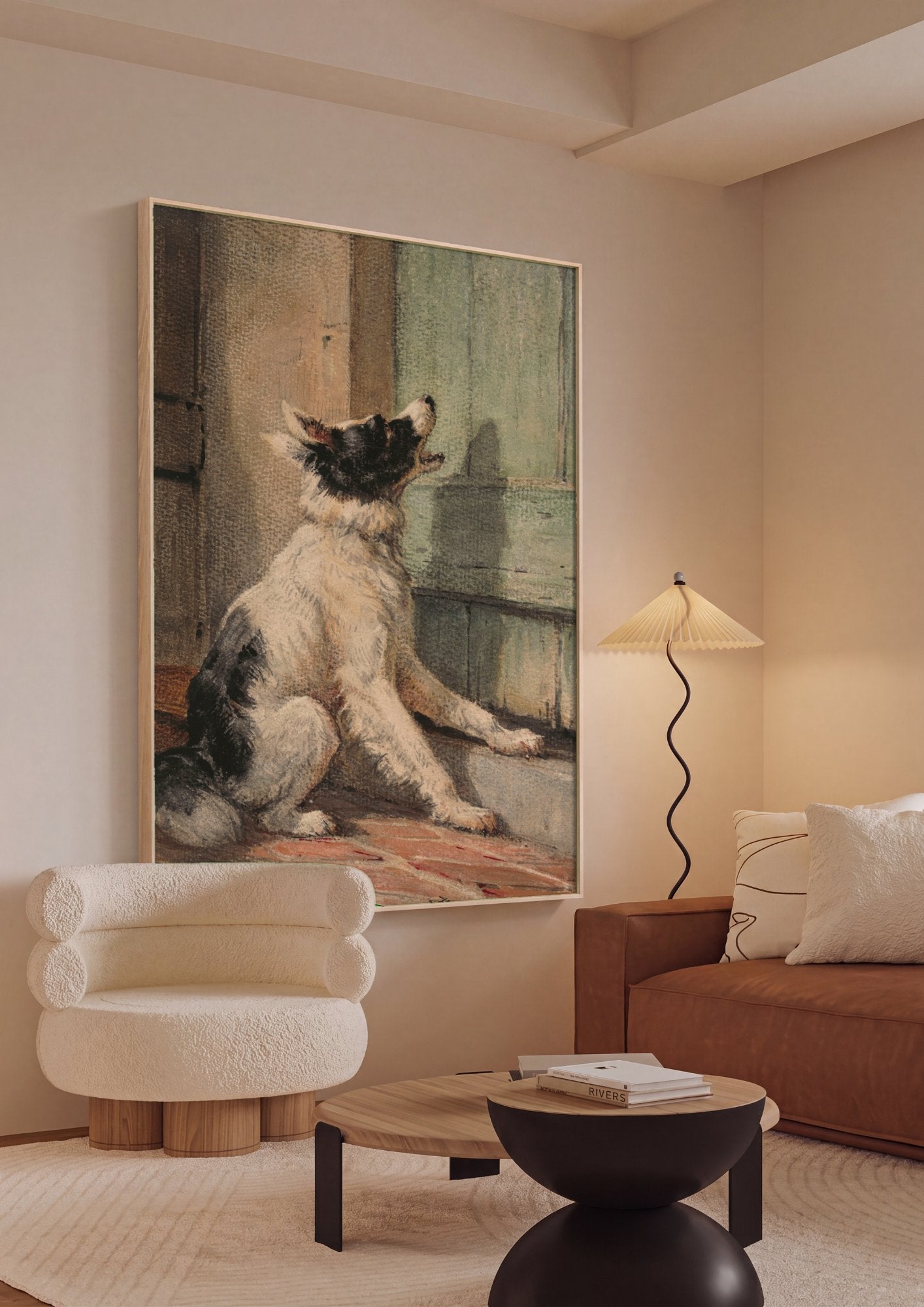 Quadro Decorativo Cão Latindo na Porta - Henriëtte Ronner-Knip em ambiente decorado