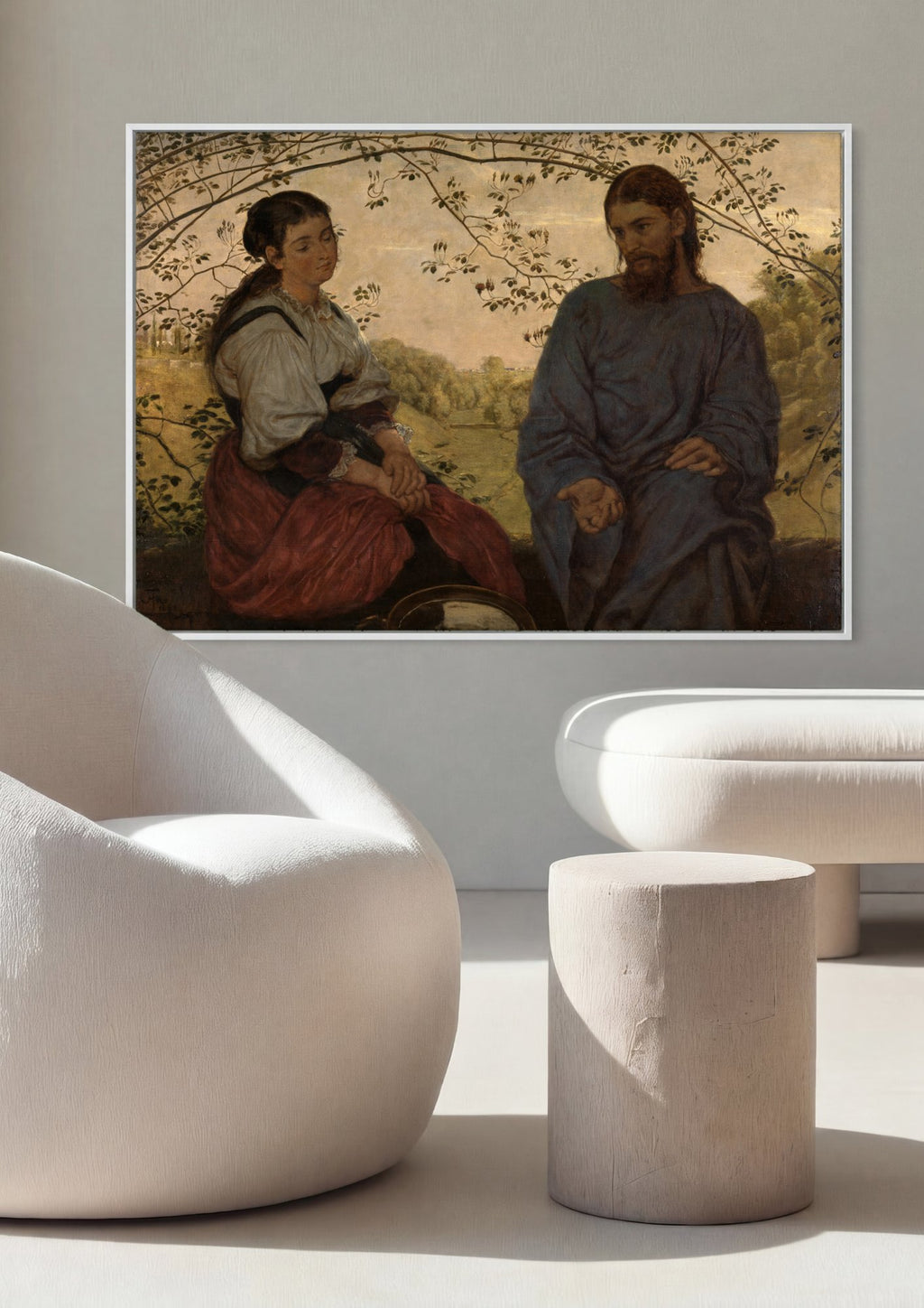 Quadro Decorativo Jesus e a Samaritana - Hans Thoma em ambiente decorado