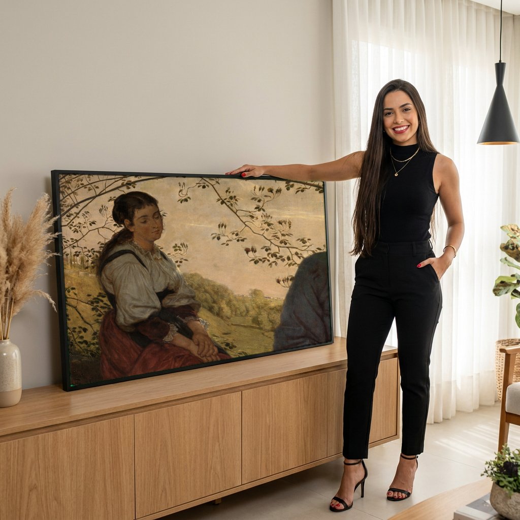 Quadro Decorativo Jesus e a Samaritana - Hans Thoma com modelo em ambiente