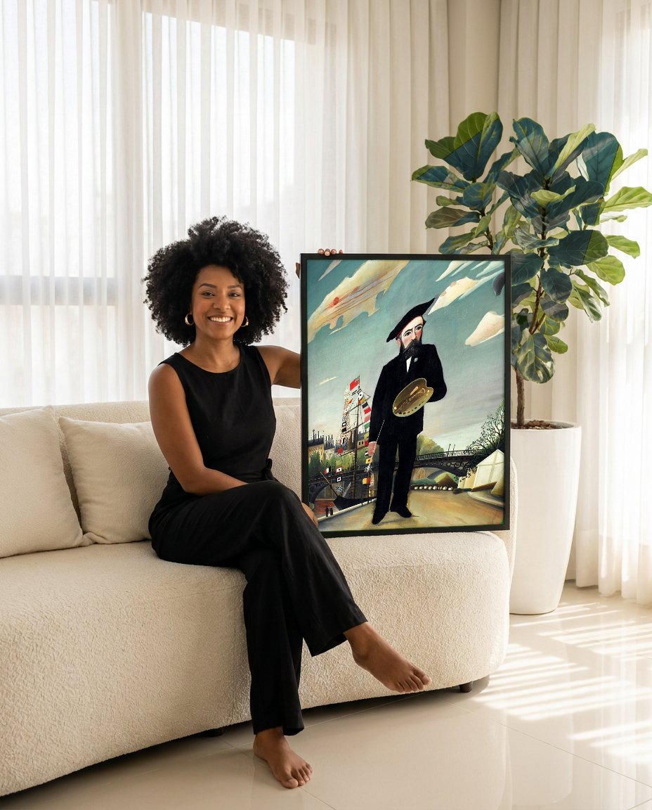 Quadro Decorativo O Retrato do Artista - Henri Rousseau com modelo em ambiente