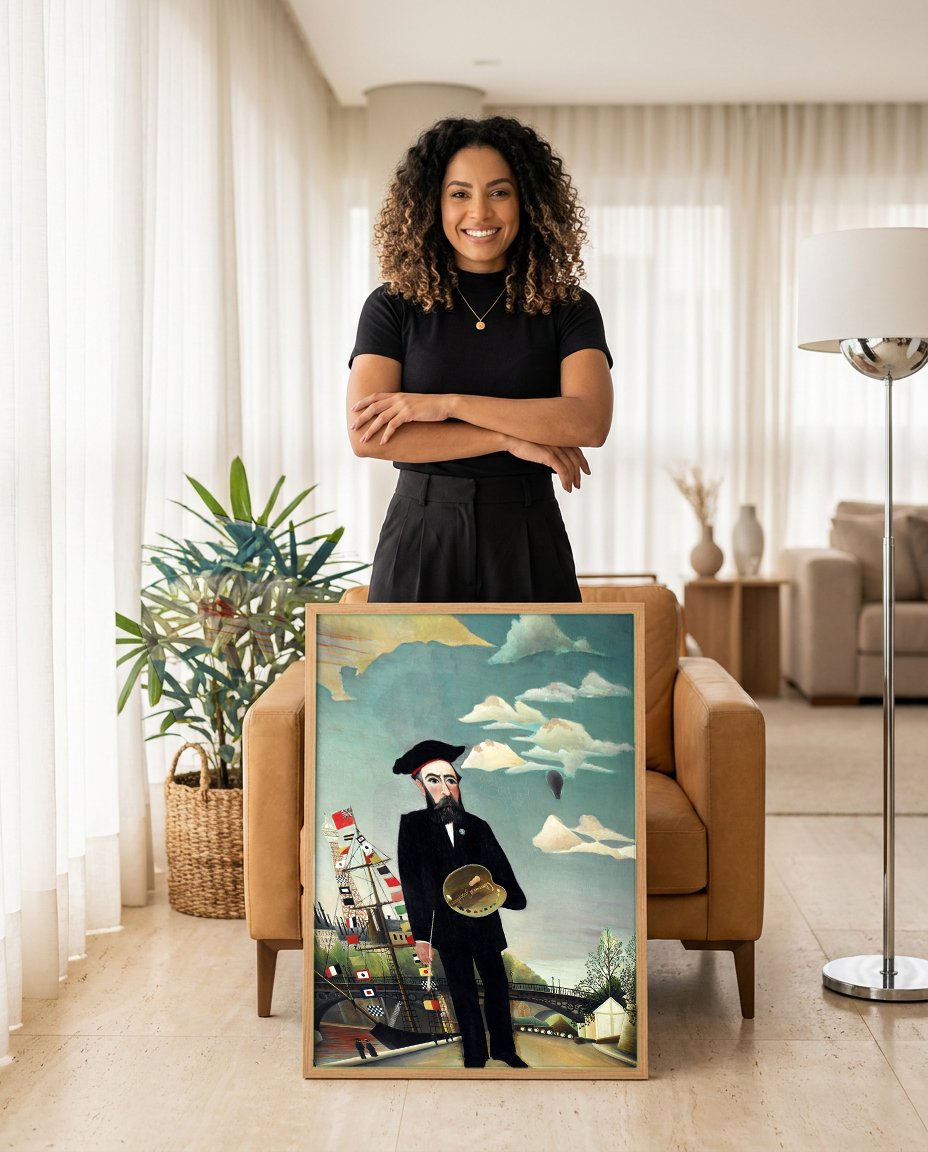 Quadro Decorativo O Retrato do Artista - Henri Rousseau com modelo em ambiente