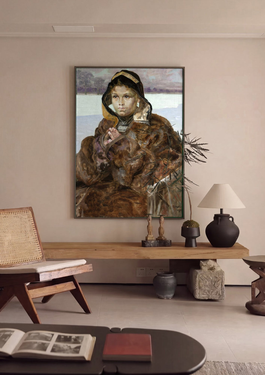 Quadro Decorativo A Pequena Patinadora - Jacek Malczewski em ambiente decorado