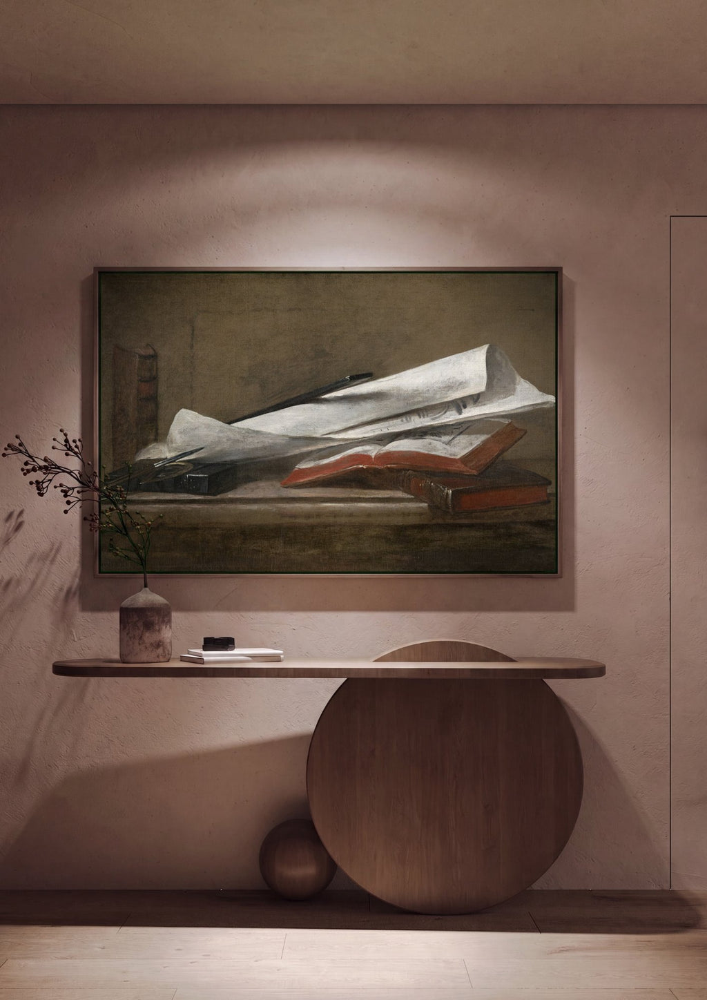 Quadro Decorativo A Mesa do Desenhista - Jean Siméon Chardin em ambiente decorado
