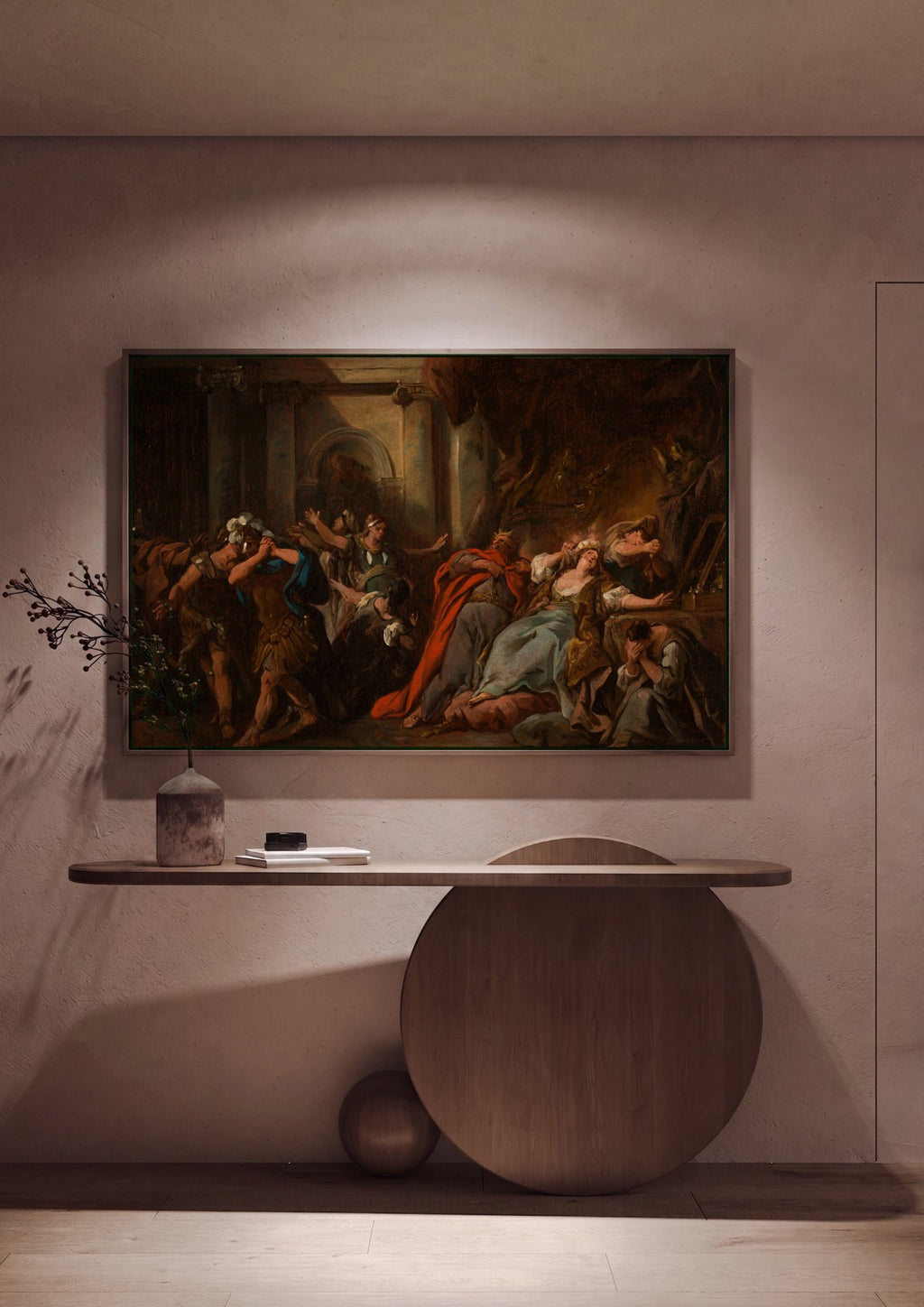 Quadro Decorativo A Morte de Cleópatra - Jean François de Troy em ambiente decorado