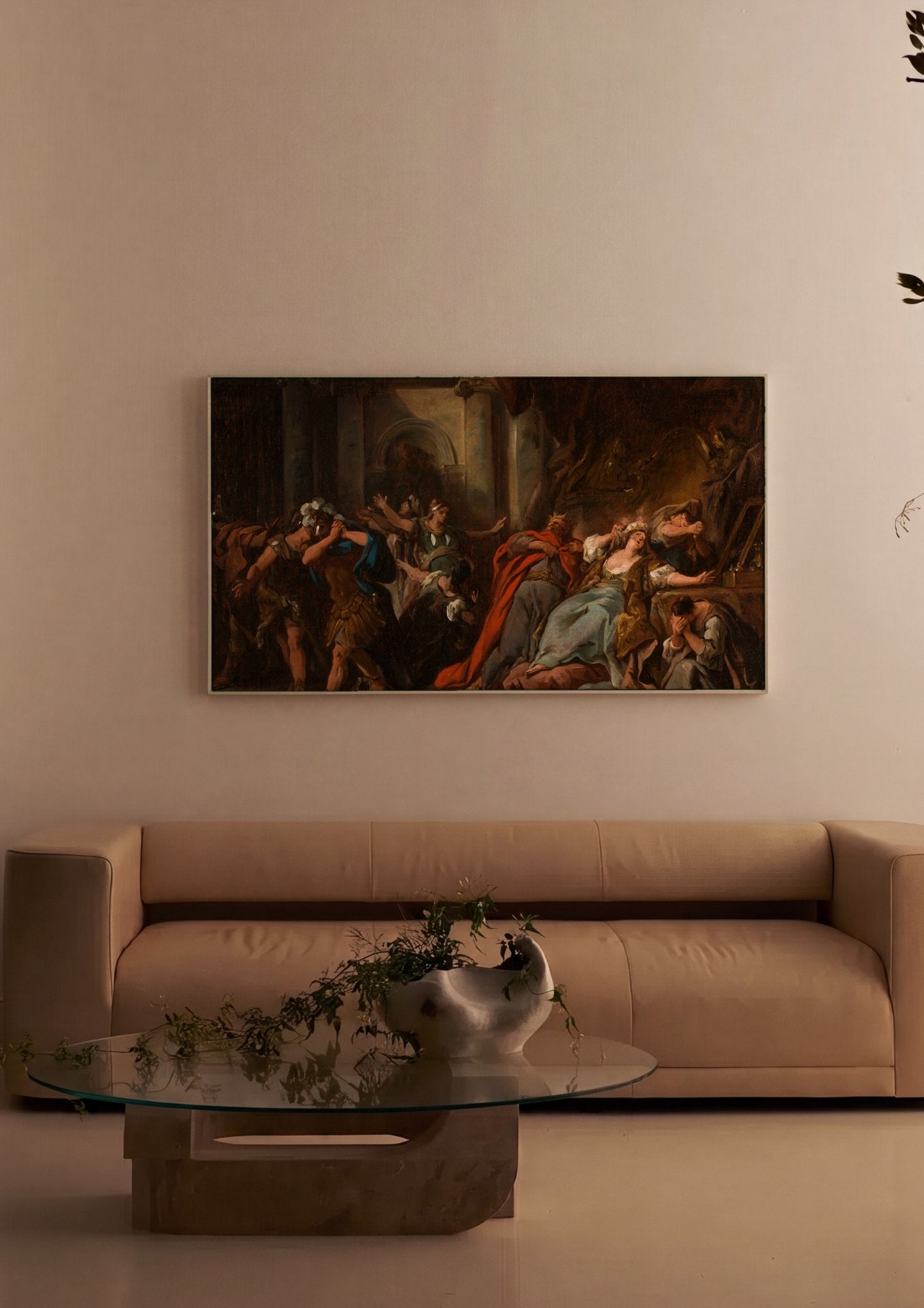 Quadro Decorativo A Morte de Cleópatra - Jean François de Troy em ambiente decorado