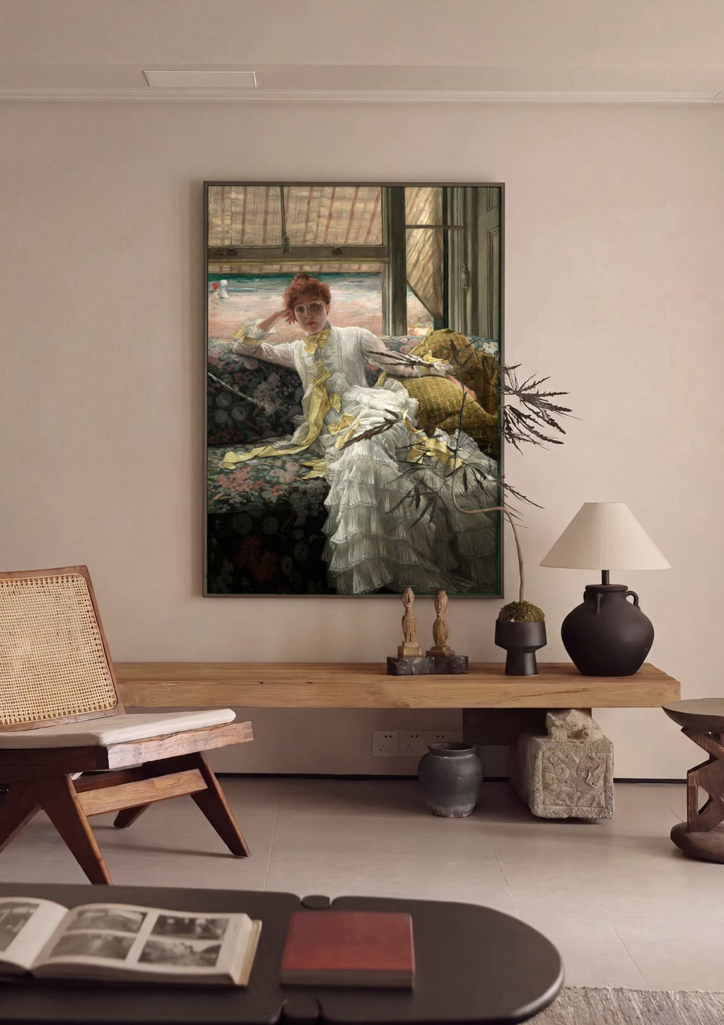 Quadro Decorativo A Senhora na Varanda - James Tissot em ambiente decorado