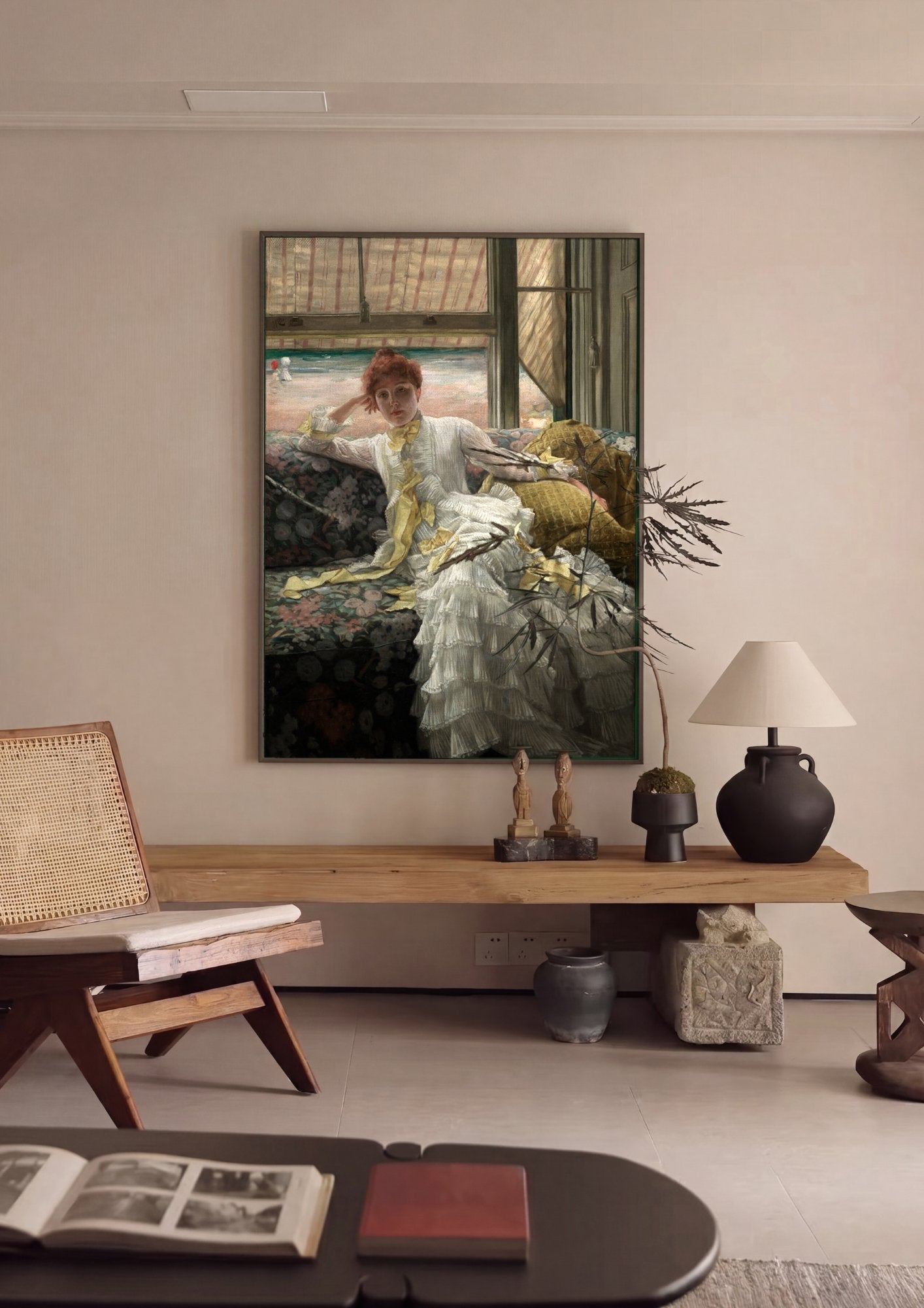 Quadro Decorativo A Senhora na Varanda - James Tissot em ambiente decorado