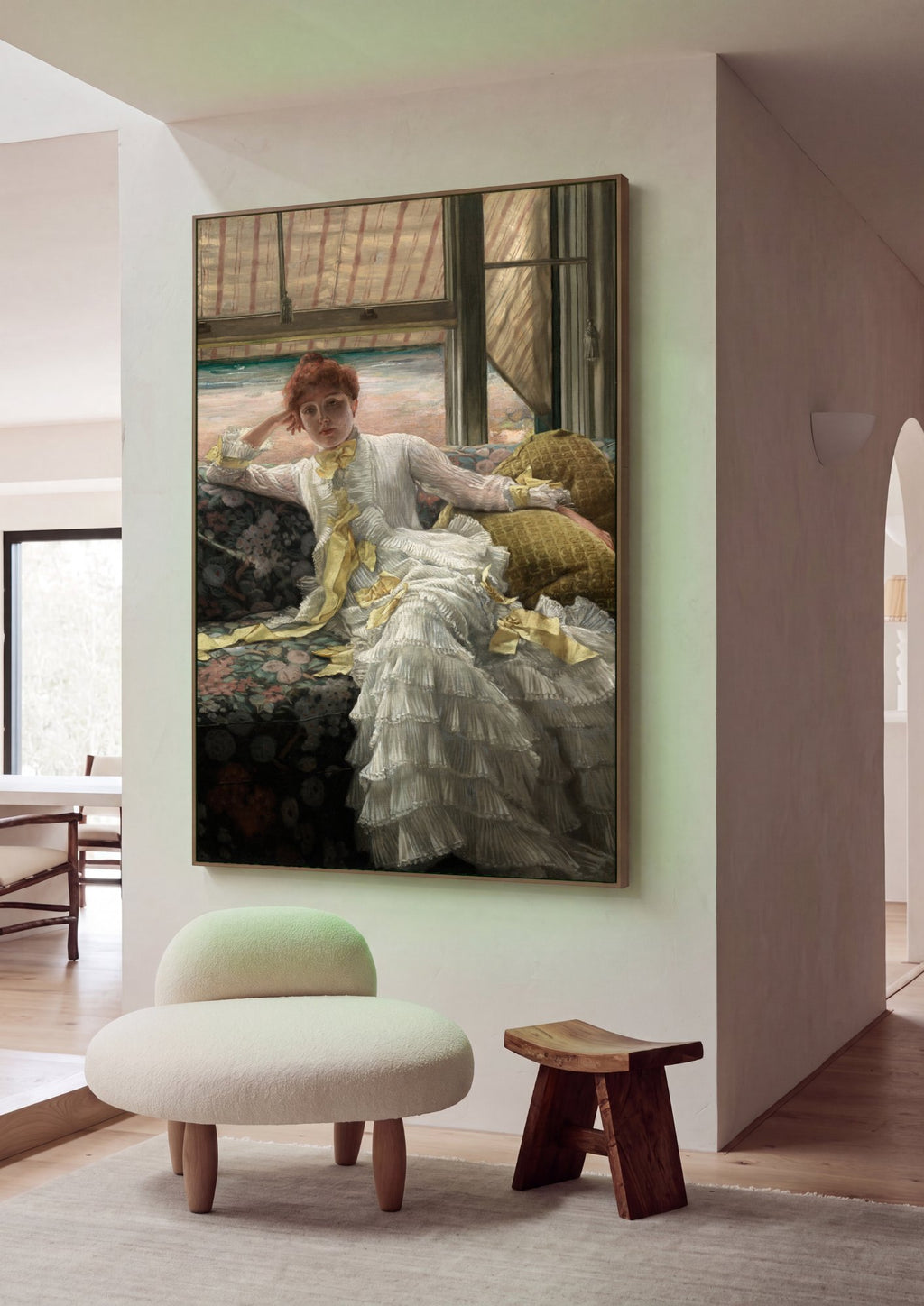 Quadro Decorativo A Senhora na Varanda - James Tissot em ambiente decorado