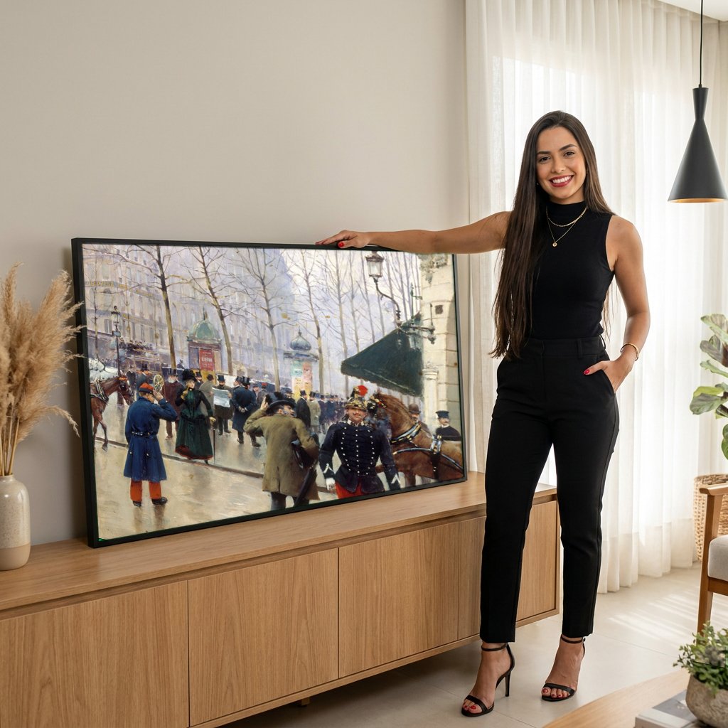 Quadro Decorativo Cena Urbana Francesa - Jean Béraud com modelo em ambiente