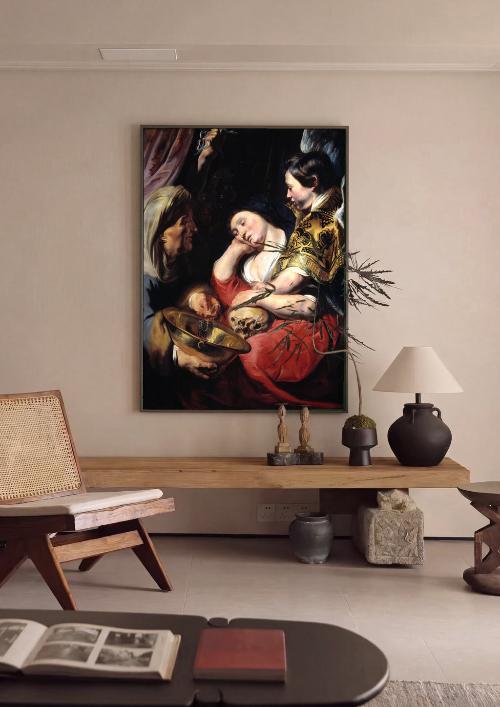 Quadro Decorativo A Penitente Madalena - Jacob Jordaens em ambiente decorado