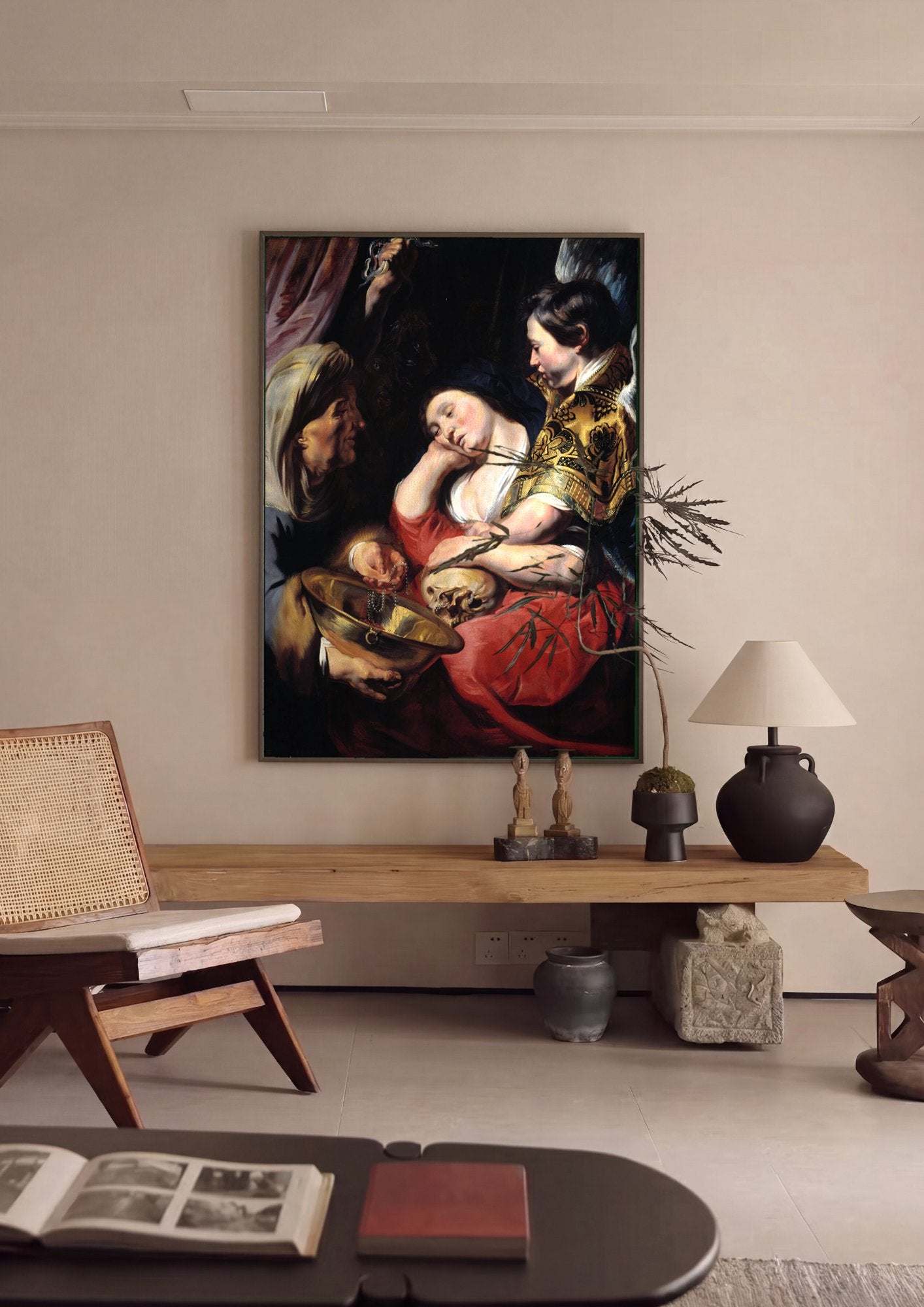 Quadro Decorativo A Penitente Madalena - Jacob Jordaens em ambiente decorado