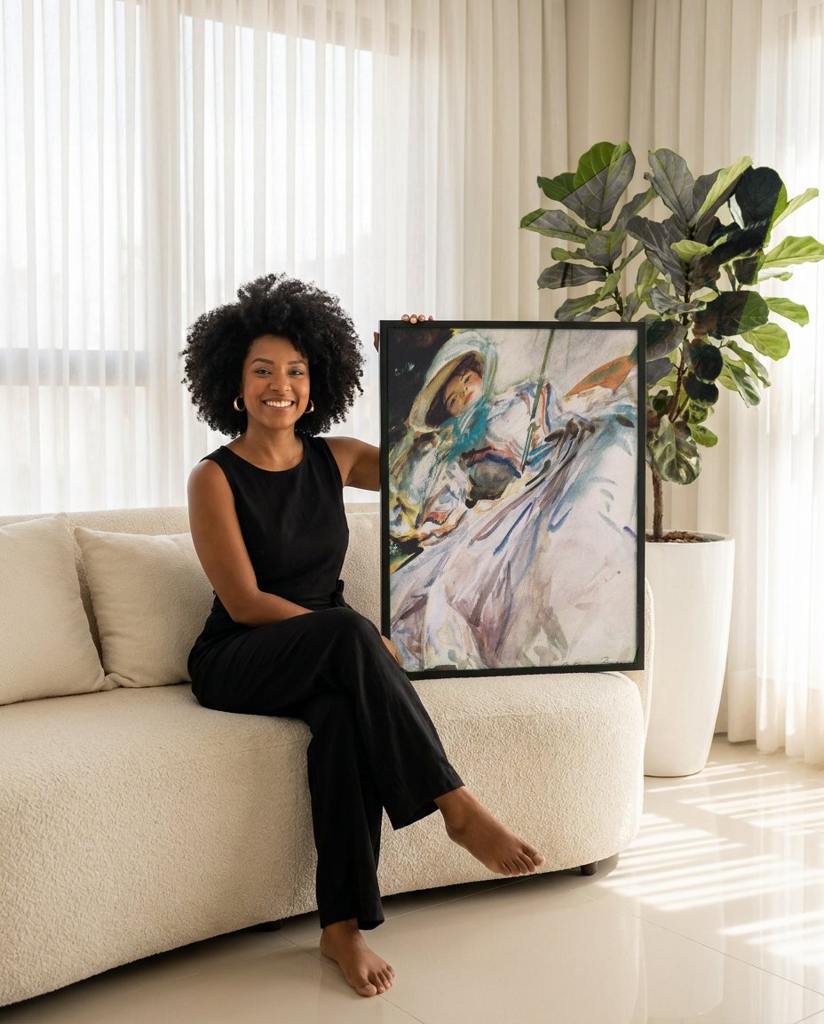 Quadro Decorativo A Dama com Sombrinha - John Singer Sargent com modelo em ambiente