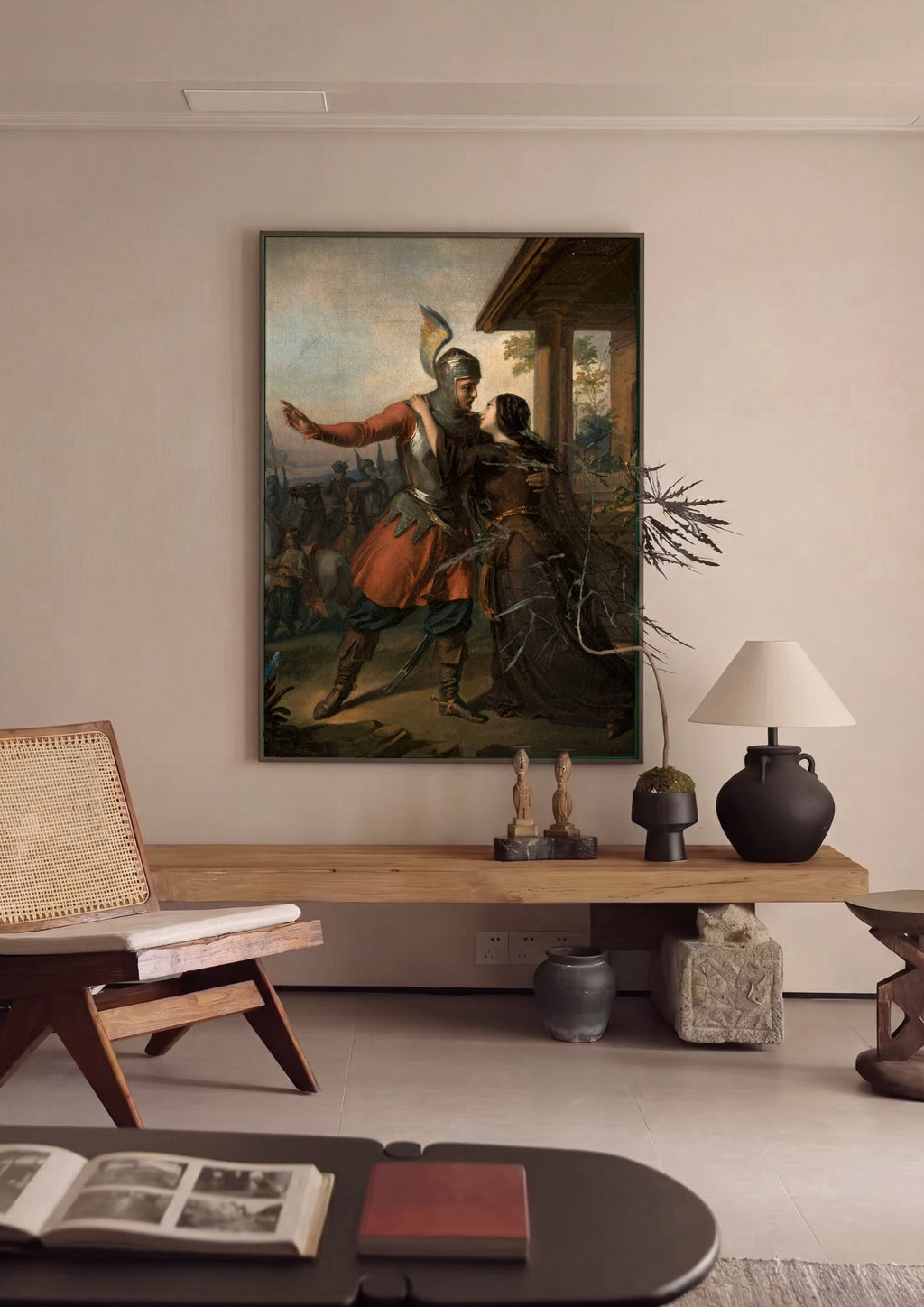 Quadro Decorativo O Cavaleiro e a Dama - Józef Simmler em ambiente decorado