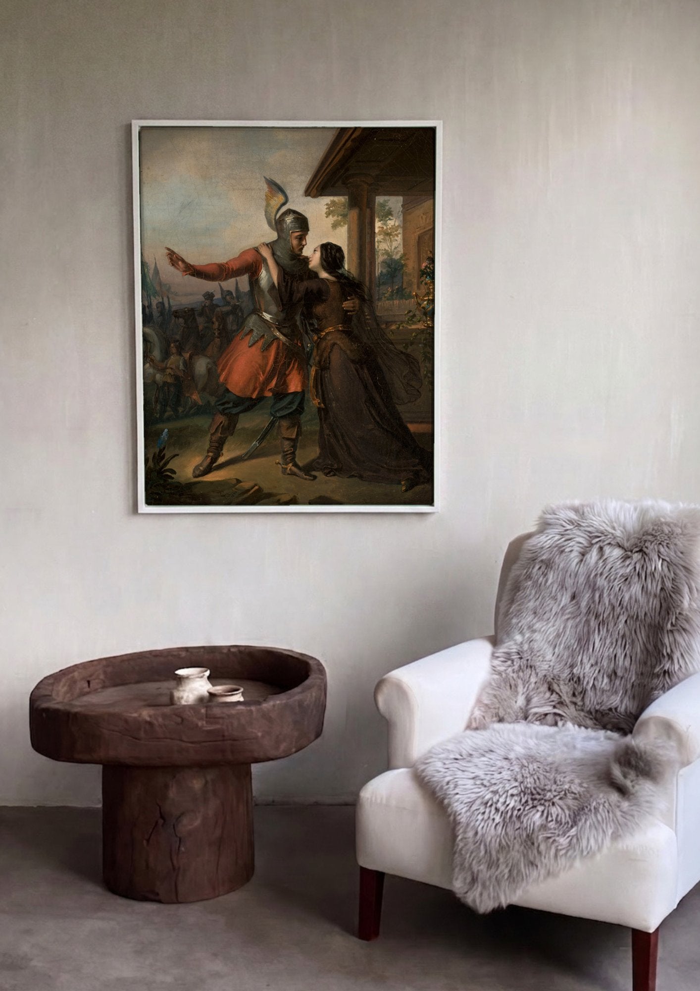 Quadro Decorativo O Cavaleiro e a Dama - Józef Simmler em ambiente decorado