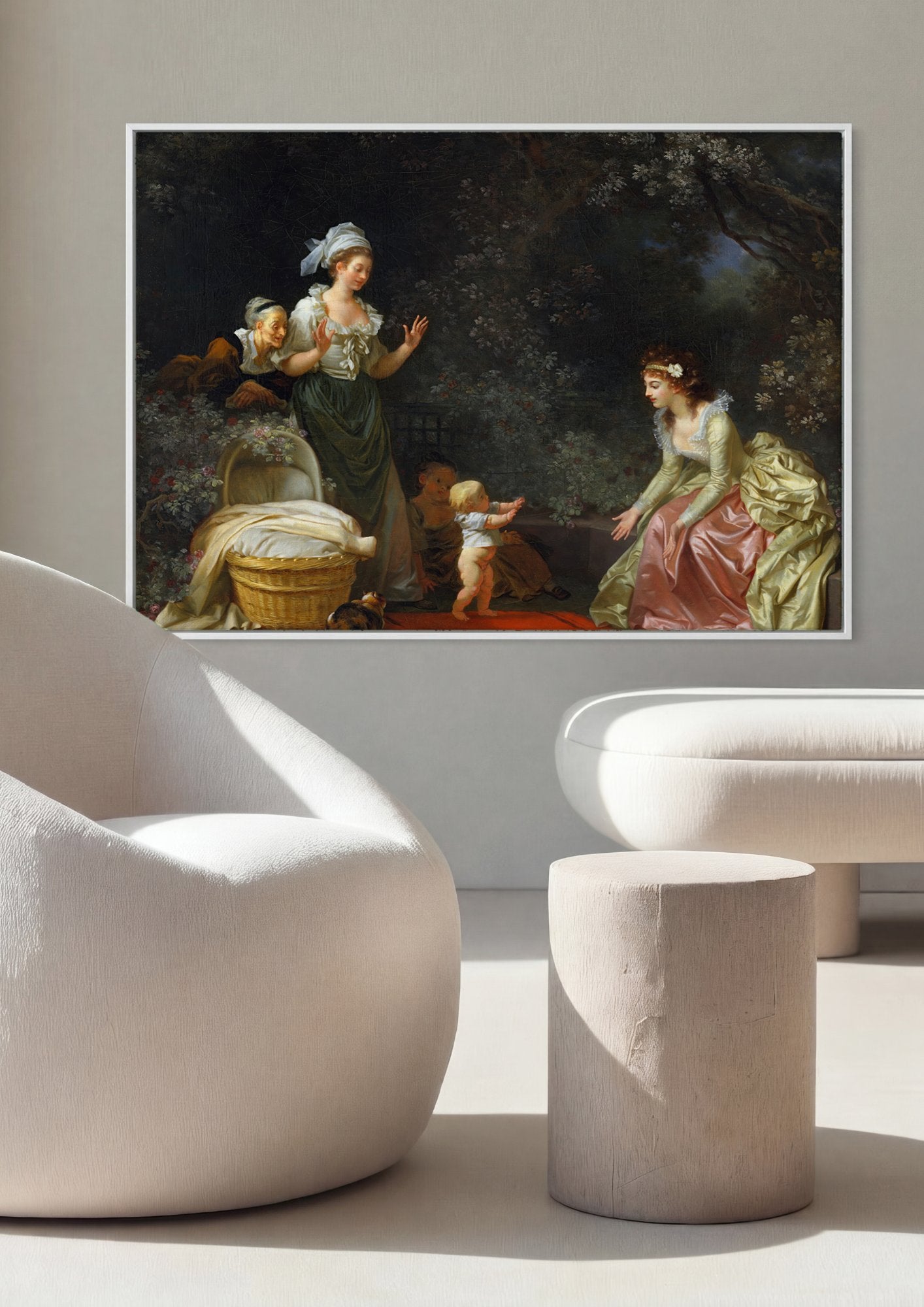 Quadro Decorativo A Primeira Caminhada - Jean Honoré Fragonard em ambiente decorado