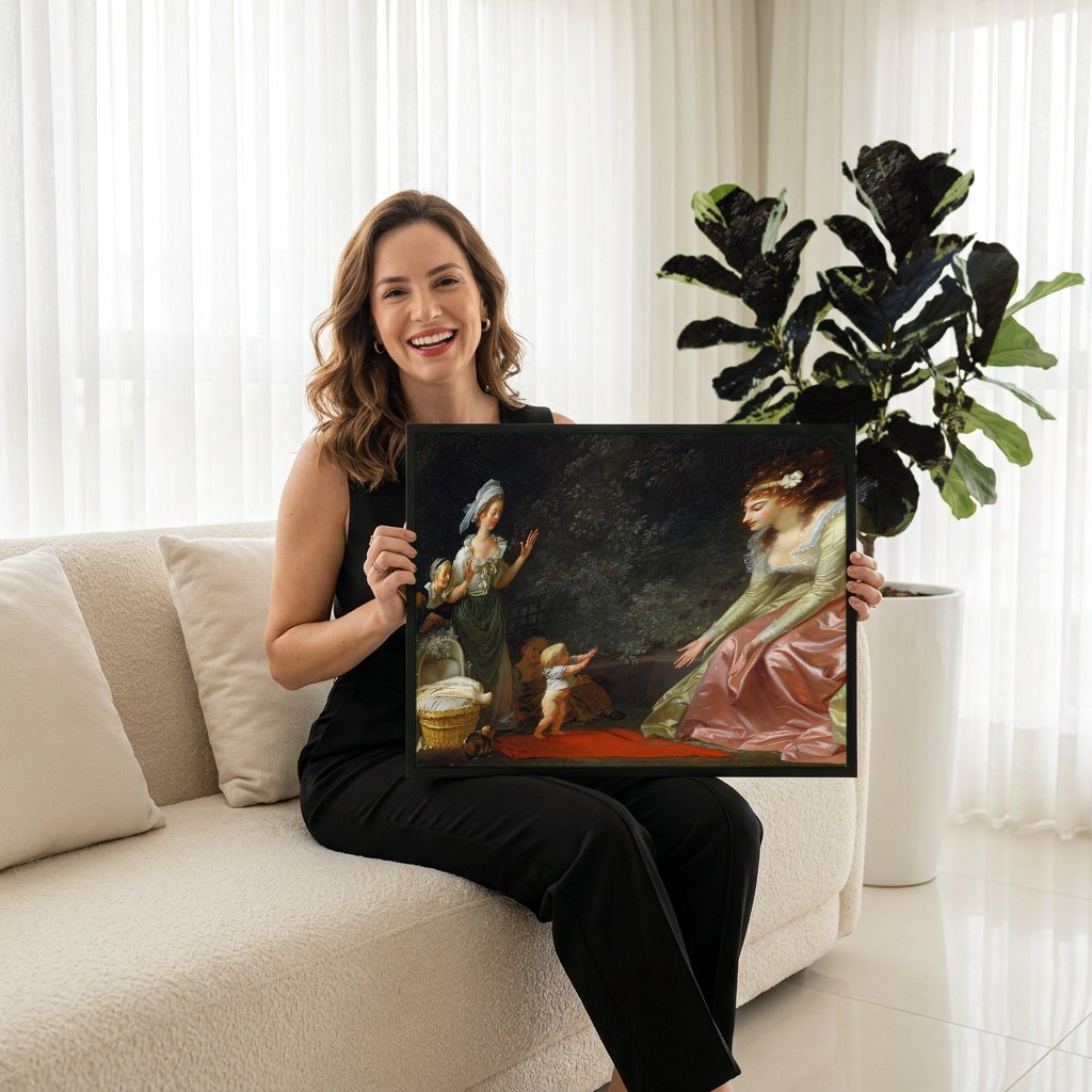 Quadro Decorativo A Primeira Caminhada - Jean Honoré Fragonard com modelo em ambiente