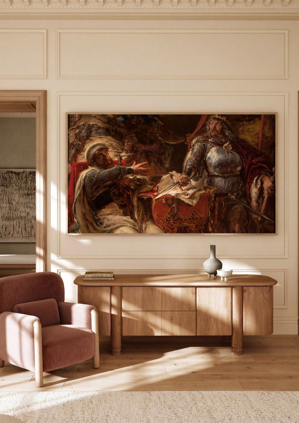 Quadro Decorativo A História Recontada - Jan Matejko em ambiente decorado