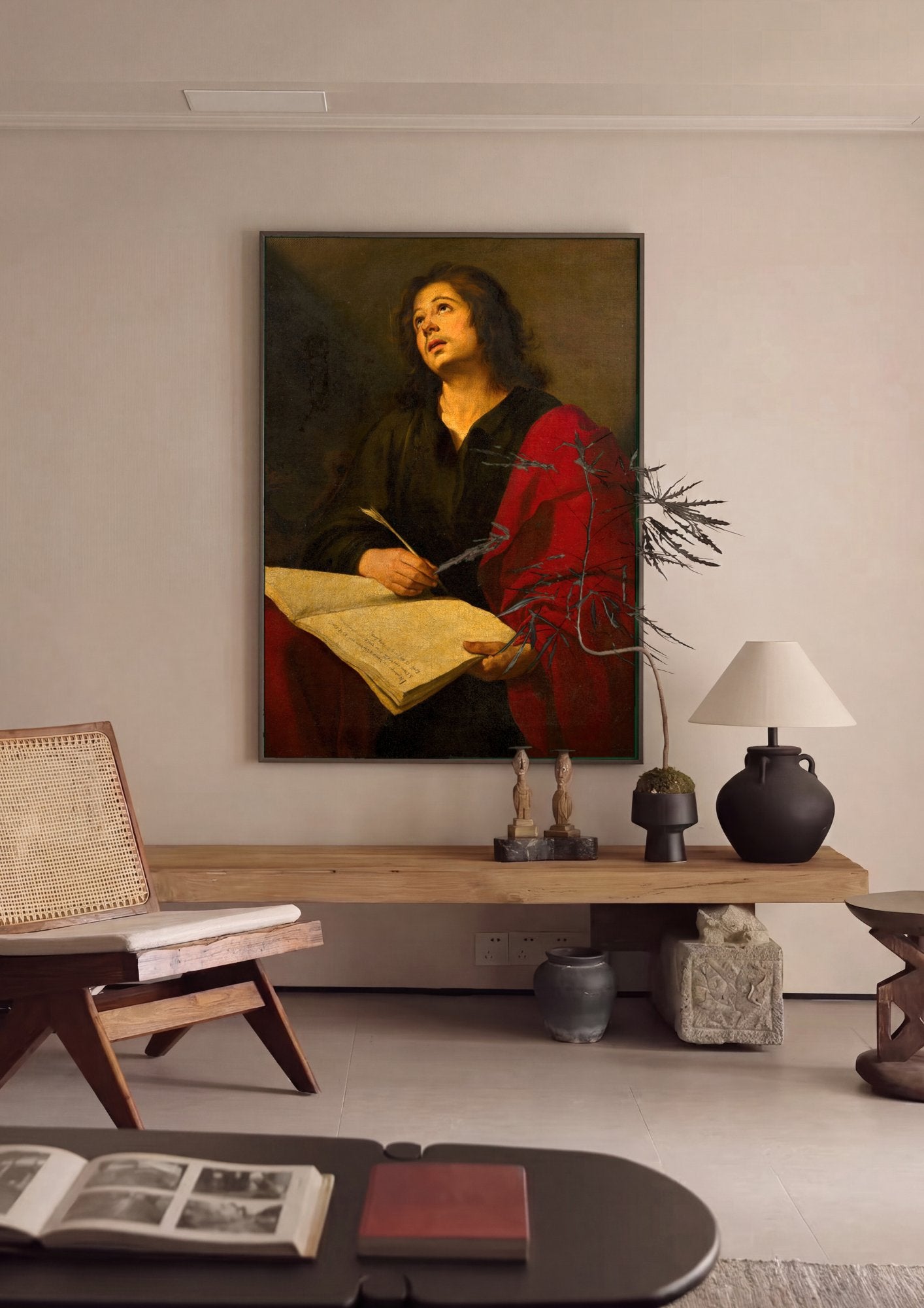 Quadro Decorativo São João Evangelista - Murillo em ambiente decorado