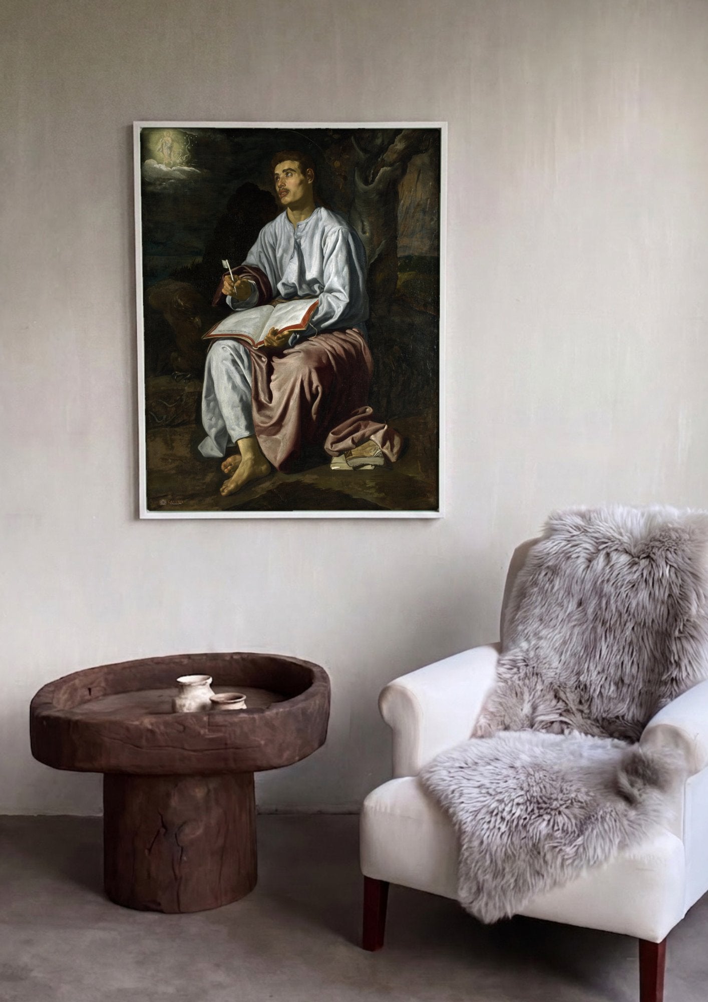 Quadro Decorativo São João Evangelista na Ilha de Patmos - Velázquez em ambiente decorado