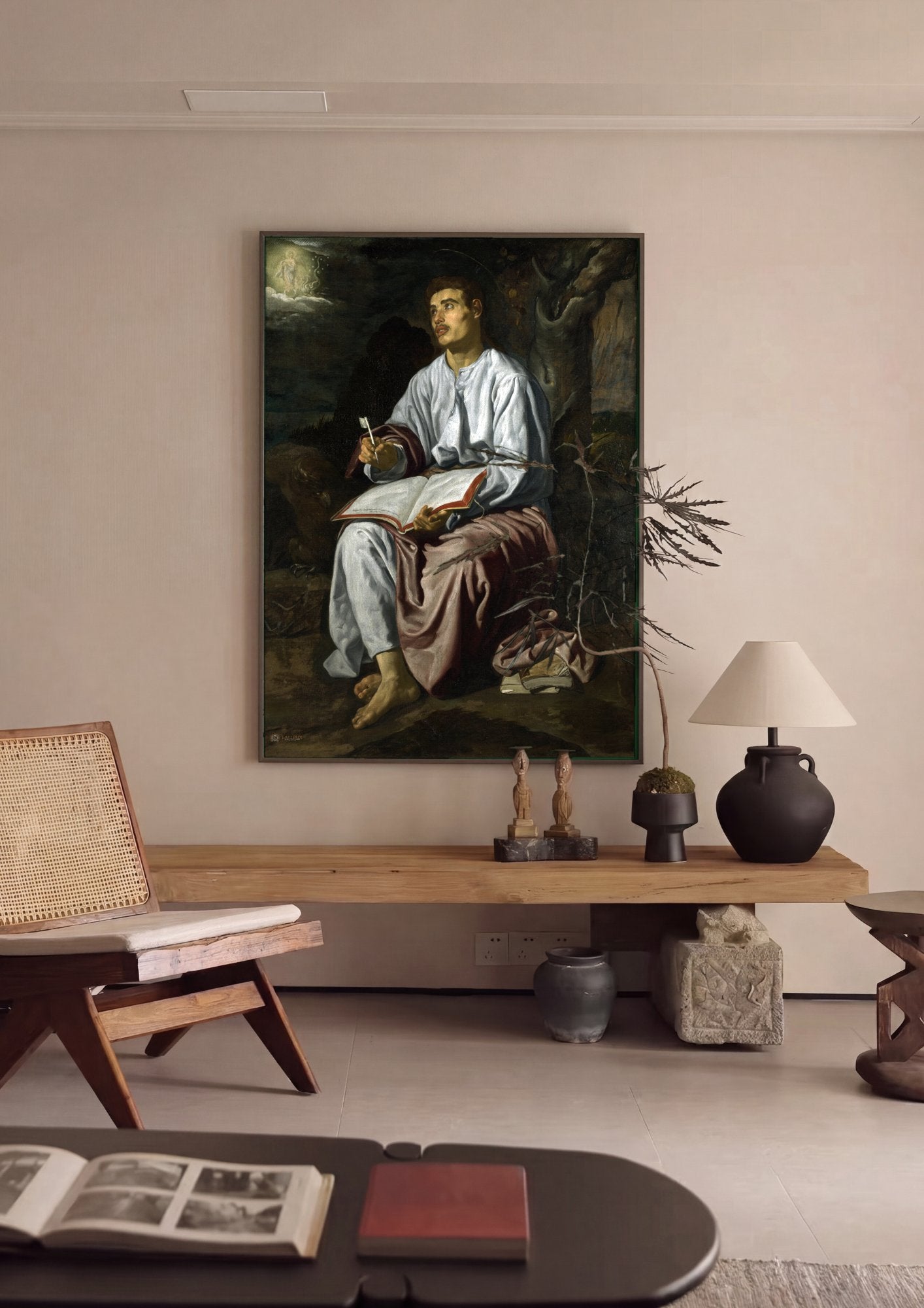 Quadro Decorativo São João Evangelista na Ilha de Patmos - Velázquez em ambiente decorado