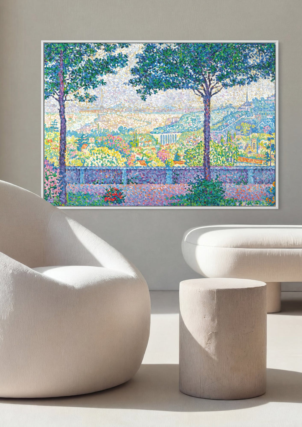 Quadro Decorativo Paisagem Pontilhista - Paul Signac em ambiente decorado