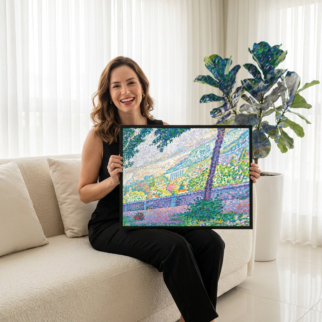 Quadro Decorativo Paisagem Pontilhista - Paul Signac com modelo em ambiente