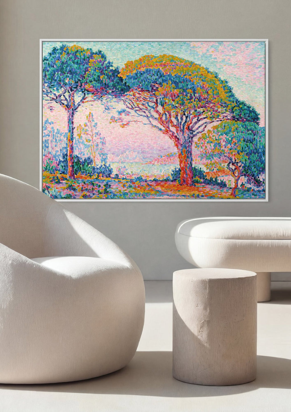 Quadro Decorativo Paisagem Pontilhista - Paul Signac em ambiente decorado
