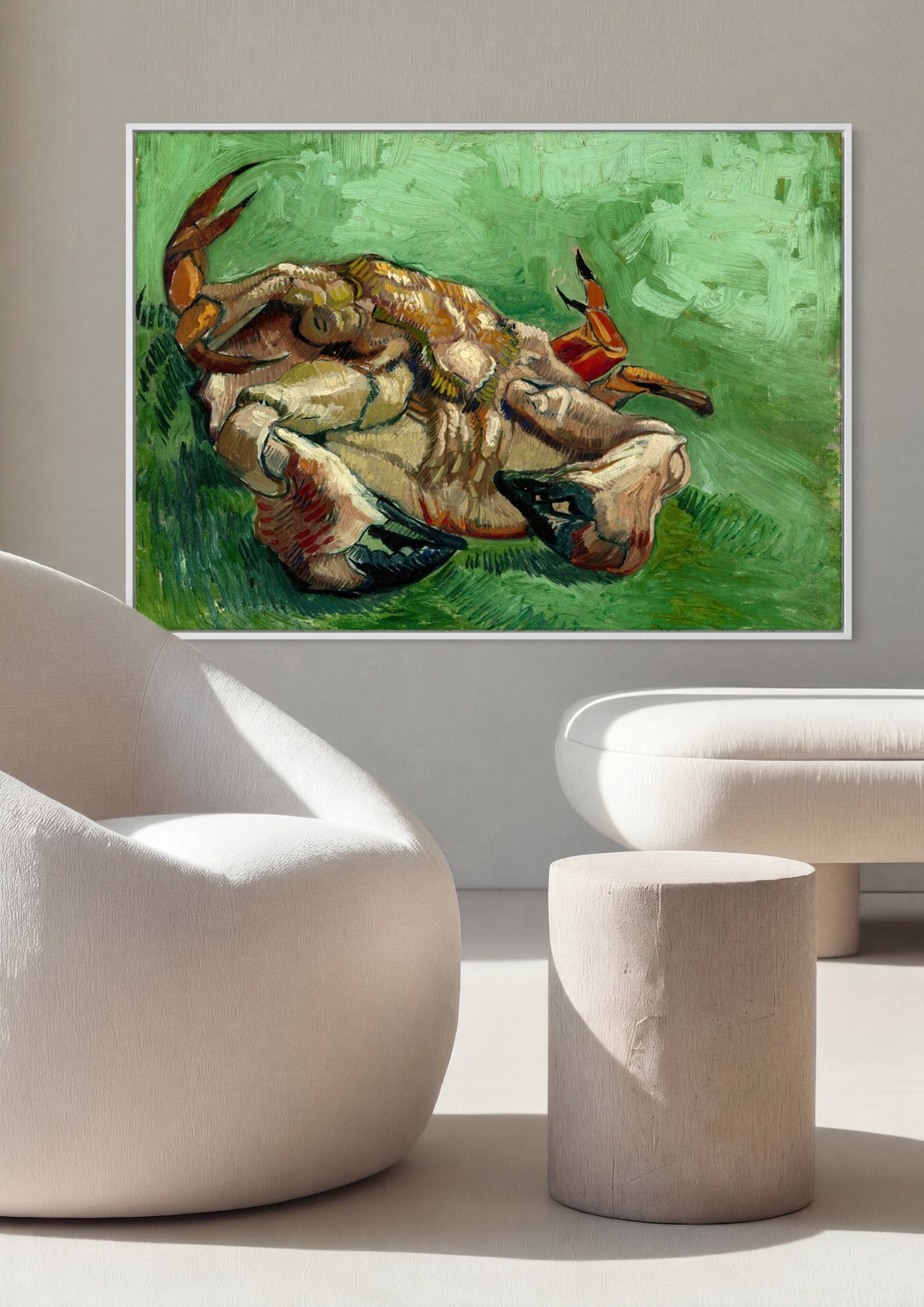 Quadro Decorativo Caranguejo de Cabeça para Baixo - Van Gogh em ambiente decorado
