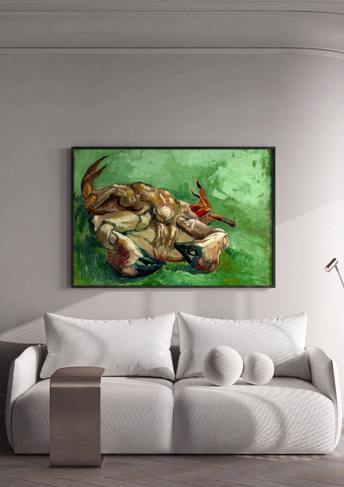 Quadro Decorativo Caranguejo de Cabeça para Baixo - Van Gogh em ambiente decorado
