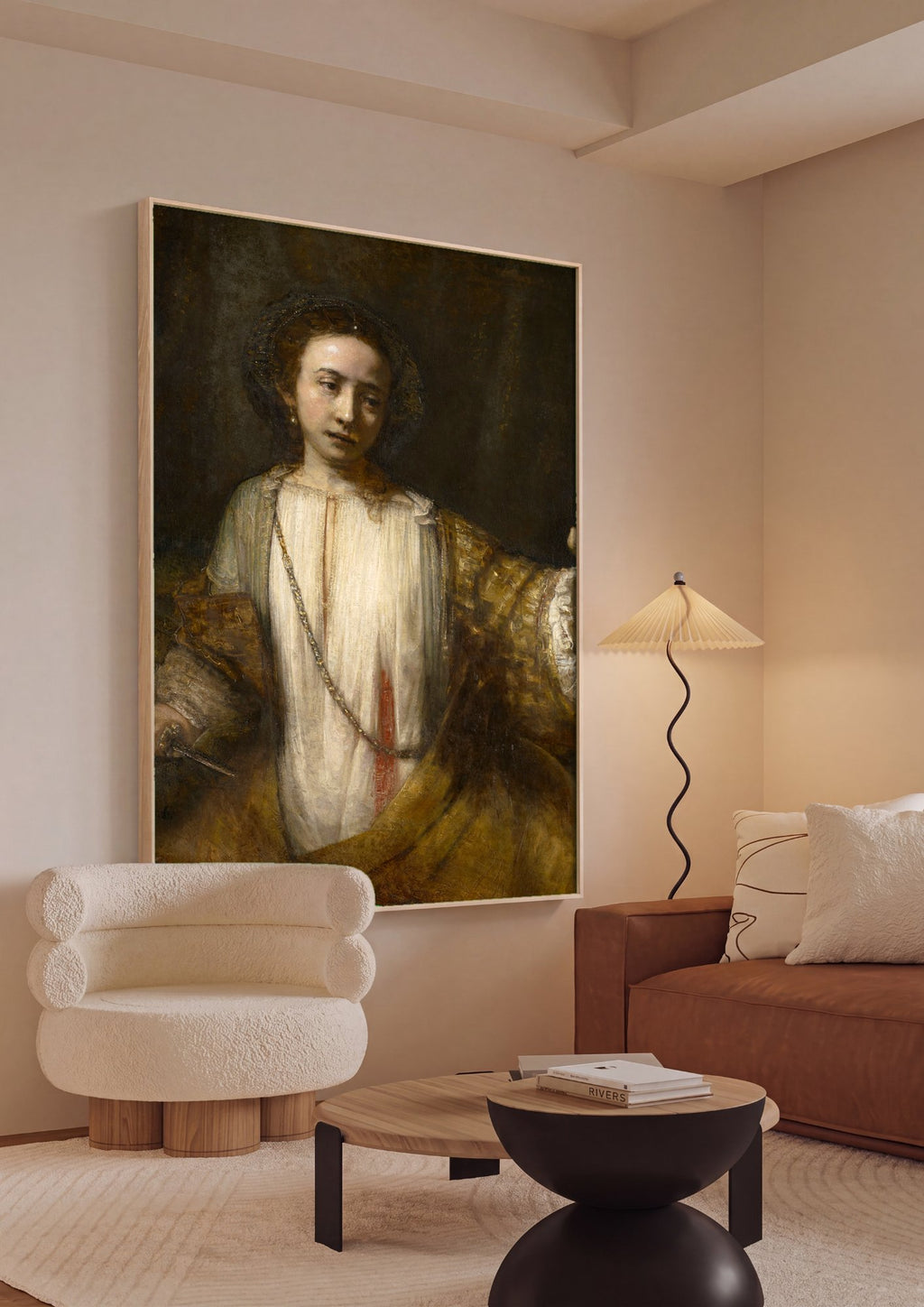 Quadro Decorativo 'Artemísia' ou 'Minerva' - Rembrandt em ambiente decorado