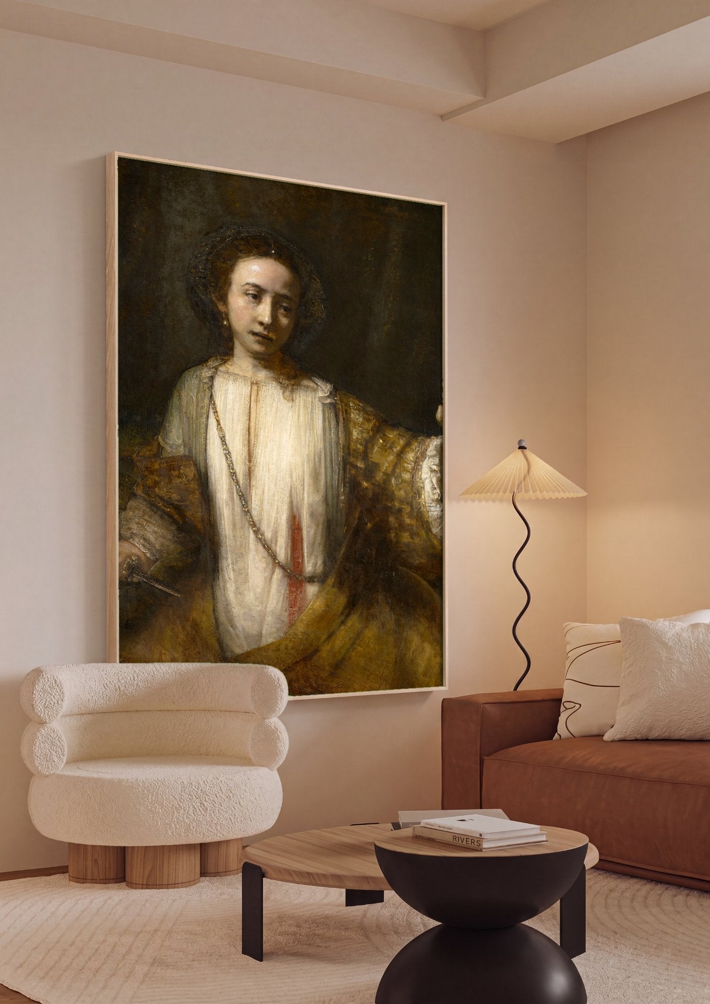 Quadro Decorativo 'Artemísia' ou 'Minerva' - Rembrandt em ambiente decorado