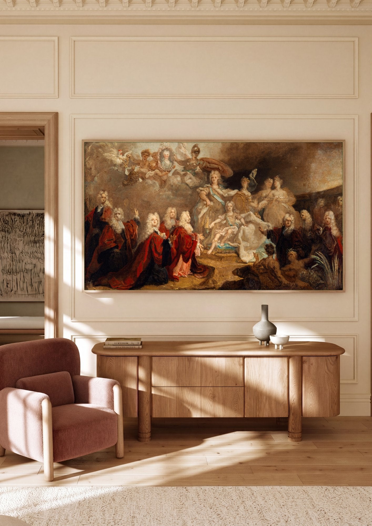 Quadro Decorativo A Rainha e a Família Real - Nicolas de Largillière em ambiente decorado