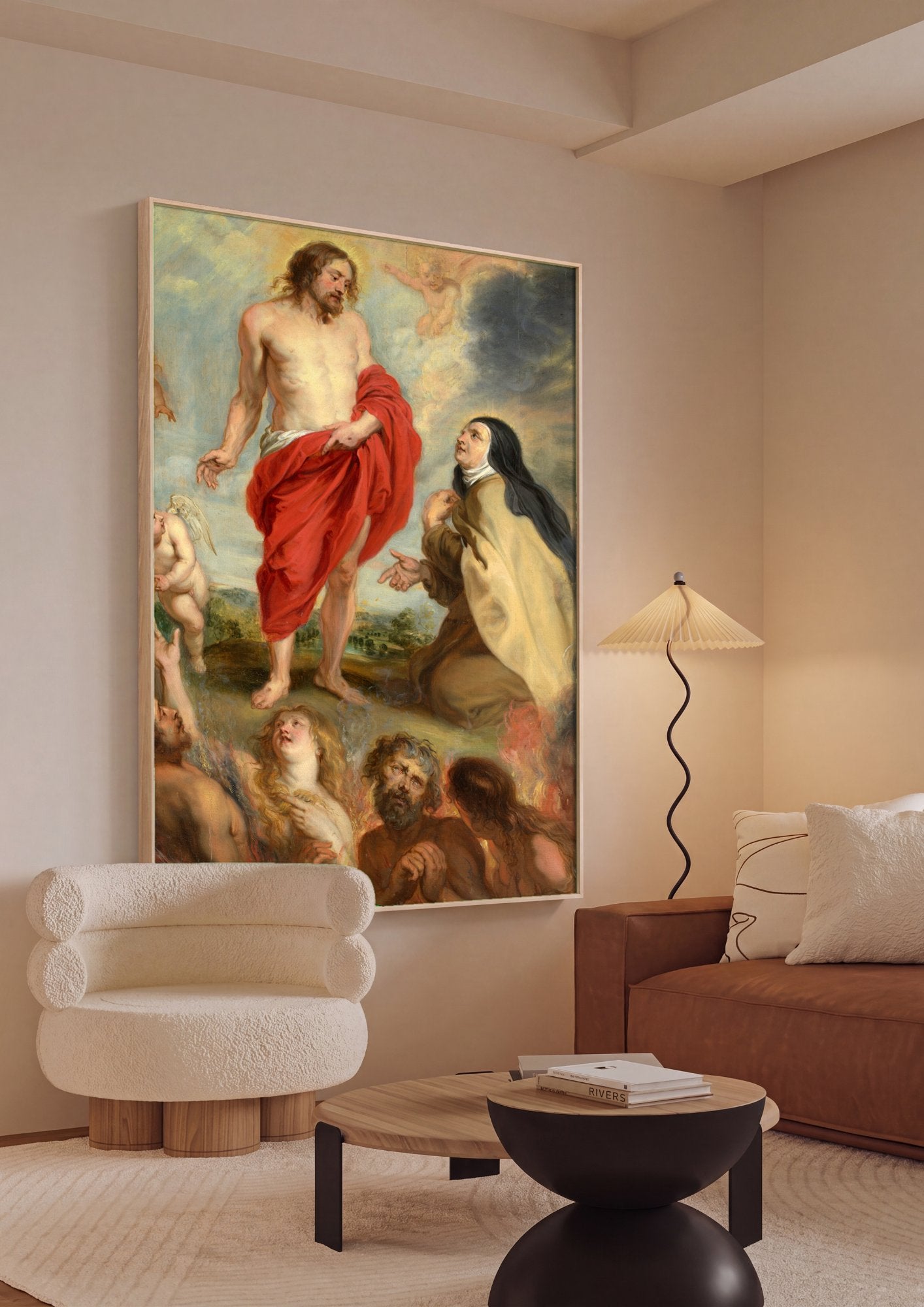 Quadro Decorativo Jesus e Santa Teresa - Rubens em ambiente decorado