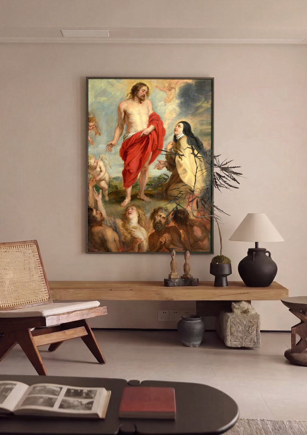 Quadro Decorativo Jesus e Santa Teresa - Rubens em ambiente decorado