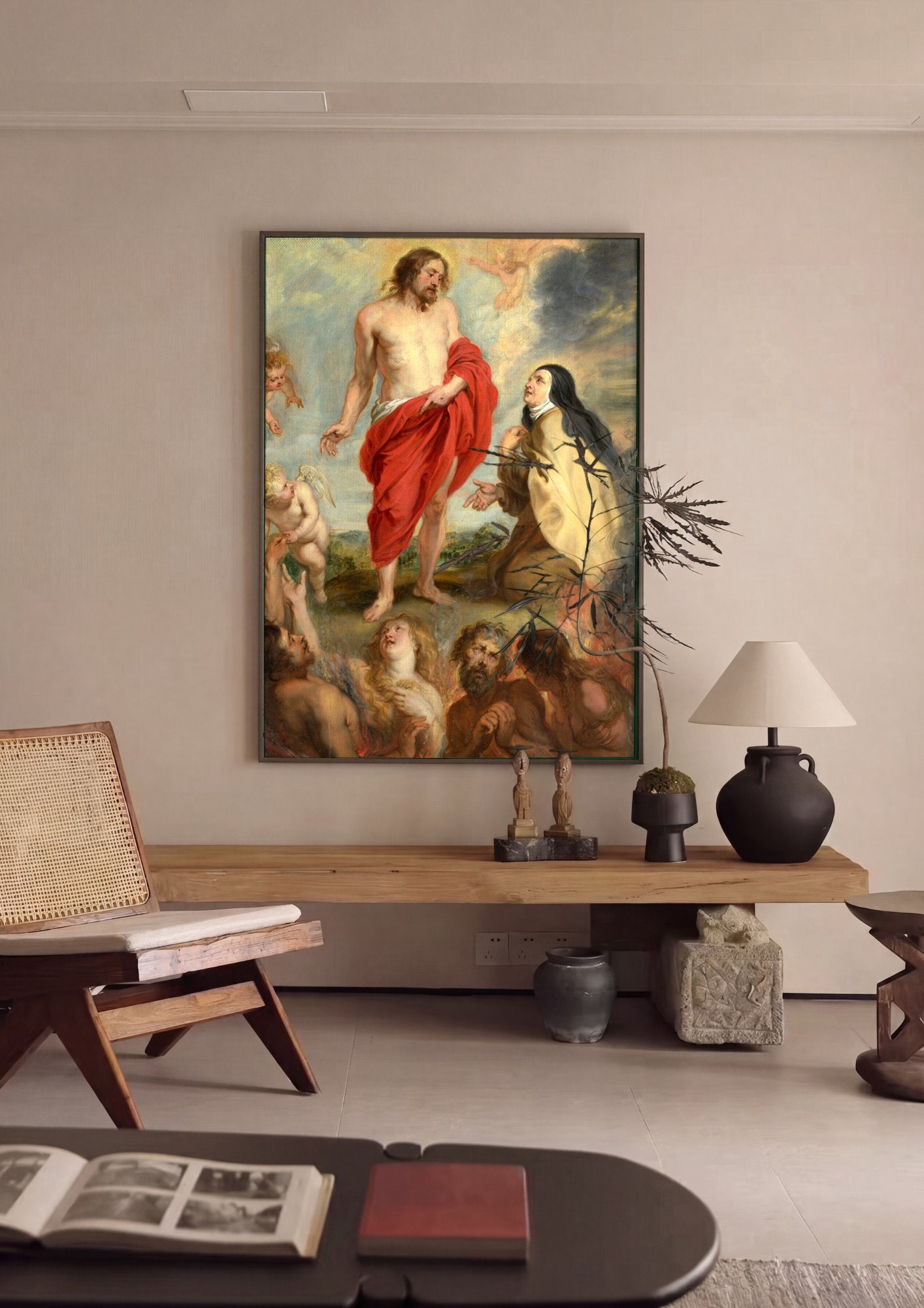 Quadro Decorativo Jesus e Santa Teresa - Rubens em ambiente decorado