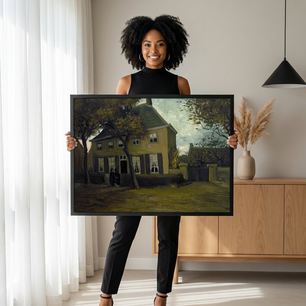 Quadro Decorativo A Casa Amarela (A Rua) - Van Gogh com modelo em ambiente